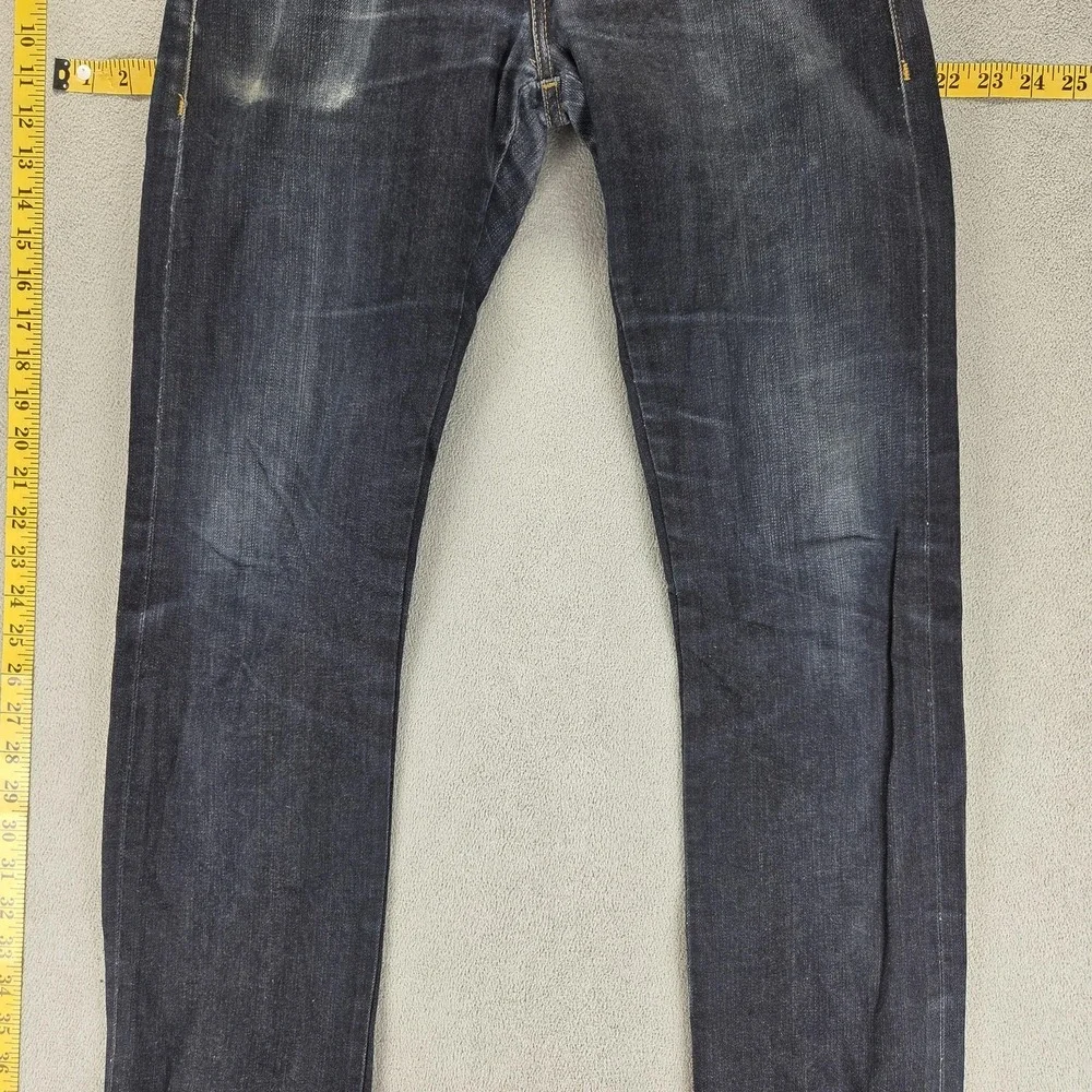 Naked &‎ Famous Jeans Mens 30x37 Blue Selvedge Skinny Guy Stretch Button Fly